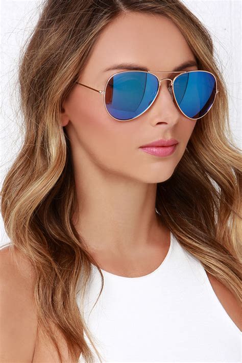 blue aviator sunglasses women's.